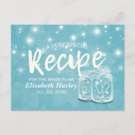Mason Jar String Light Floral Brautparty Rezept Einladungspostkarte