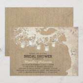 Mason Jar String Light Rustikales Brautparty Einladung (Vorne/Hinten)