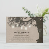 Mason Jar String Light Tree Vintages Brautparty Einladung (Stehend Vorderseite)