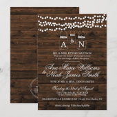 Mason Jar String Light Wedding Einladung (Vorne/Hinten)