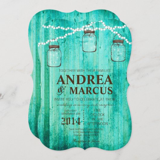 Mason Jar String Lights 12x18 Wedding Einladung (Vorne/Hinten)