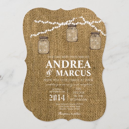 Mason Jar String Lights 12x18 Wedding Einladung (Vorne/Hinten)