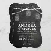 Mason Jar String Lights 12x18 Wedding Einladung (Vorne/Hinten)