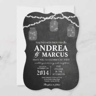 Mason Jar String Lights 12x18 Wedding Einladung