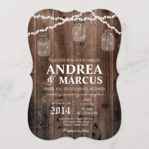 Mason Jar String Lights 12x18 Wedding Einladung