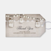 Mason Jar String Lights Burlap Wedding Geschenkanhänger (Vorderseite (Horizontal))