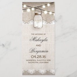 Mason Jar String Lights Burlap Weddingprogramme Programm