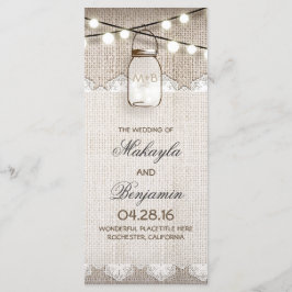 Mason Jar String Lights Burlap Weddingprogramme Programm