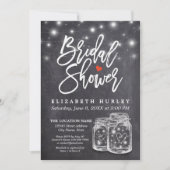 Mason Jar & String Lights Chalkboard Brautparty Einladung (Vorderseite)
