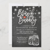 Mason Jar String Lights Chalkboard Brunch & Bubbly Einladung (Vorderseite)