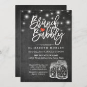 Mason Jar String Lights Chalkboard Brunch & Bubbly Einladung (Vorne/Hinten)