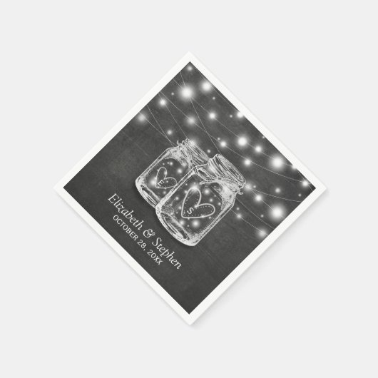 Mason Jar String Lights Chalkboard Polterabend Serviette (Ecke)