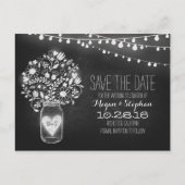 Mason Jar & String Lights Chalkboard Save the Date Ankündigungspostkarte (Vorderseite)