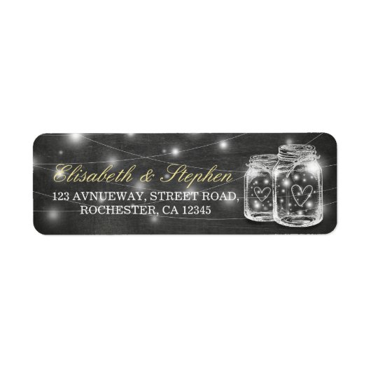 Mason Jar String Lights Chalkboard Wedding Address (Vorne)