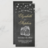 Mason Jar String Lights Chalkboard Wedding Program Programm (Vorne/Hinten)