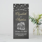 Mason Jar String Lights Chalkboard Wedding Program Programm (Stehend Vorderseite)