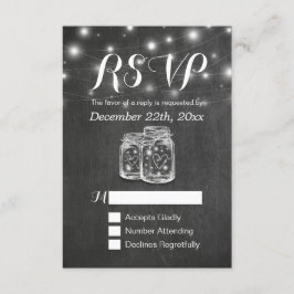 Mason Jar & String Lights Chalkboard Wedding RSVP