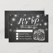 Mason Jar & String Lights Chalkboard Wedding RSVP (Vorne/Hinten)