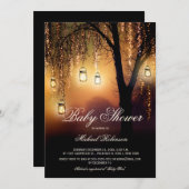 Mason Jar String Lights Elegante Rustikale Babydus Einladung (Vorne/Hinten)