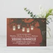 Mason Jar String Lights Herbstduft Hochzeit Einladung (Stehend Vorderseite)