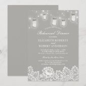 Mason Jar String Lights Lace Gran Probe Abendessen Einladung (Vorne/Hinten)