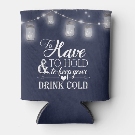 Mason Jar String Lights Navy Blue Wedding Dosenkühler (Vorderseite)