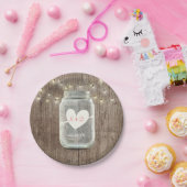 Mason Jar & String Lights Rustic Barn Wood Wedding Pappteller (Party)