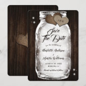 Mason Jar String Lights Rustic Barn Wood Wedding Save The Date (Vorne/Hinten)