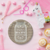 Mason Jar String Lights Rustic Burlap Baby Dusche Pappteller (Party)