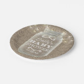 Mason Jar String Lights Rustic Burlap Baby Dusche Pappteller (Schrägansicht)