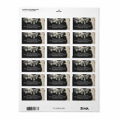 Mason Jar String Lights Rustic Burlap Tree Gray Adressaufkleber (Vorne)