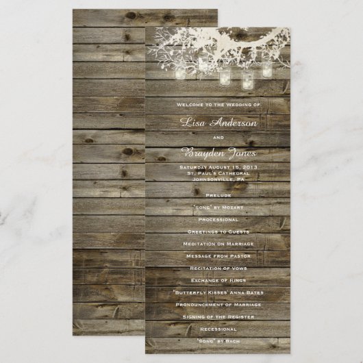 Mason Jar String Lights Rustic Tree Program Programm (Vorne/Hinten)