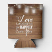 Mason Jar String Lights Rustic Wood Wedding 2 Dosenkühler (Vorderseite)