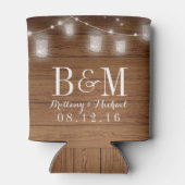 Mason Jar String Lights Rustic Wood Wedding Dosenkühler (Rückseite)