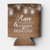 Mason Jar String Lights Rustic Wood Wedding Dosenkühler (Vorderseite)