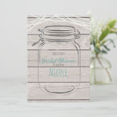 Mason Jar & String Lights Rustische Einladung (Stehend Vorderseite)