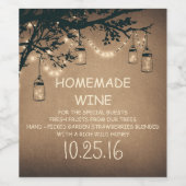 Mason Jar String Lights Rustische Hochzeit Weinetikett (Einzelnes Label)