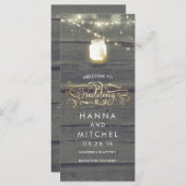 Mason Jar String Lights Rustische Hochzeitsprogram Programm (Vorne/Hinten)