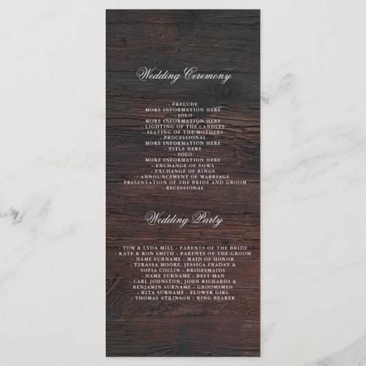 Mason Jar String Lights Rustische Hochzeitsprogram Programm (Rückseite)