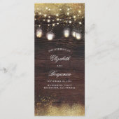 Mason Jar String Lights Rustische Hochzeitsprogram Programm (Vorderseite)