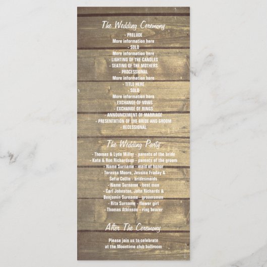 Mason Jar String Lights Rustische Hochzeitsprogram Programm (Rückseite)