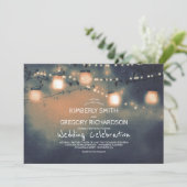 Mason Jar String Lights Starry Night Wedding Einladung (Stehend Vorderseite)