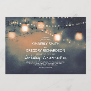 Mason Jar String Lights Starry Night Wedding Einladung