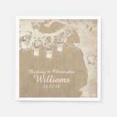 Mason Jar String Lights Tree Burlap Napkins Serviette (Vorderseite)