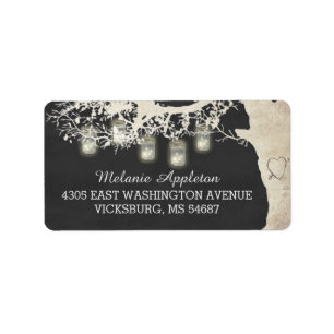 Mason Jar String Lights Tree Chalk Board Labels Adressaufkleber