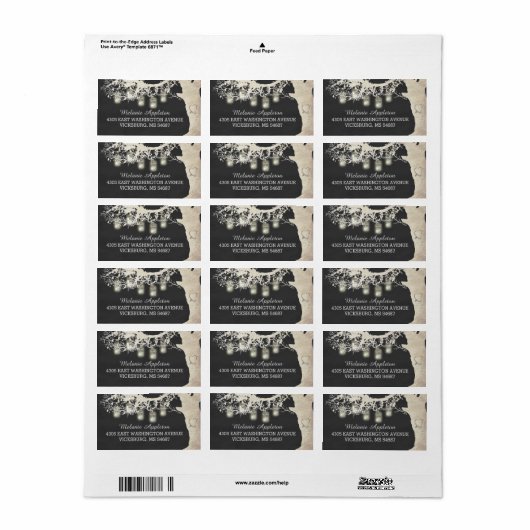 Mason Jar String Lights Tree Chalk Board Labels Adressaufkleber (Vorne)