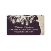 Mason Jar String Lights Tree Plum Adressaufkleber (Vorne)