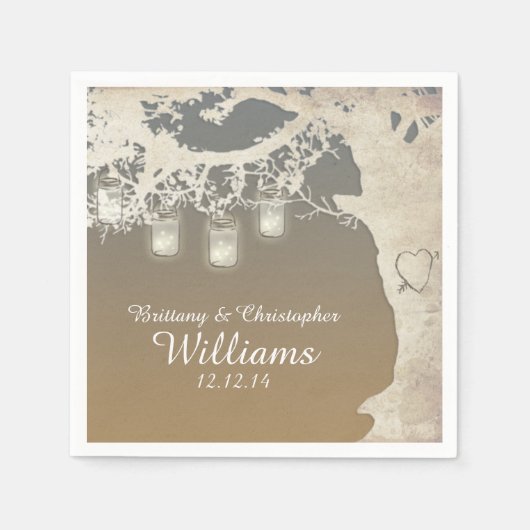 Mason Jar String Lights Tree Sunset Napkins Serviette (Vorderseite)