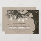 Mason Jar String Lights Vintage Bäume Hochzeit Einladung (Vorne/Hinten)
