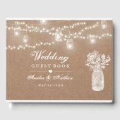 Mason Jar String Lights Wedding Guest Book Gästebuch (Vorderseite)